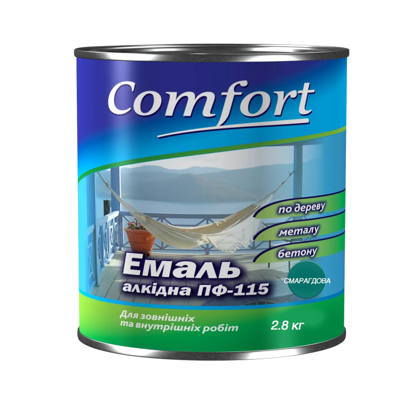 Емаль алкідна COMFORT ПФ-115, глянець смарагдовий , 2,8кг